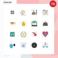 uppsättning av 16 vektor platt färger på rutnät för Följ cresent Twitter högtalare islam redigerbar packa av kreativ vektor design element