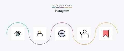 Instagram linje fylld platt 5 ikon packa Inklusive gränssnitt. flagga. användare. set. Upptäck människor vektor