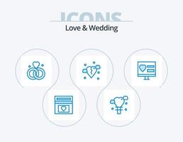 Liebe und Hochzeit blau Icon Pack 5 Icon Design. sic. gebrochen. brechen. Hochzeit vektor