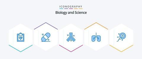 Biologie 25 blaues Icon-Paket inklusive . . DNA. bio. Düngung vektor