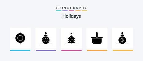 Feiertage Glyphe 5 Icon Pack inklusive Dekoration. Weihnachten. Weihnachten. Ball. Ferien. kreatives Symboldesign vektor