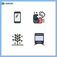 grupp av 4 fylld linje platt färger tecken och symboler för telefon kracker android pussel fyrverkeri redigerbar vektor design element