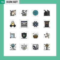 Stock Vector Icon Pack mit 16 Zeilenzeichen und Symbolen für Hantel Office Link Business Link editierbare kreative Vektordesign-Elemente