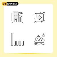 Stock Vector Icon Pack mit 4 Zeilen Zeichen und Symbolen für den Bau von Signal City Right Environment editierbare Vektordesign-Elemente