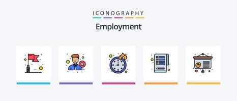 sysselsättning linje fylld 5 ikon packa Inklusive jobb. Sök. tänkande. anställd. plats. kreativ ikoner design vektor