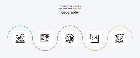 geo grafisk linje 5 ikon packa Inklusive mål. Karta. resa. kaktusar. natur vektor