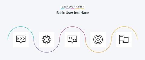 Basic Line 5 Icon Pack inklusive . Flagge. Botschaft. Land. Linie vektor