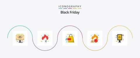 Black Friday Flat 5 Icon Pack inklusive Sale. Rabatt. im Trend. Freitag. Einkaufen vektor