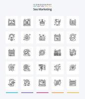 kreatives seo-marketing 25 skizzen-icon-pack wie bankwesen. Idee. Fahrkarte. Unternehmen. Gehirn vektor