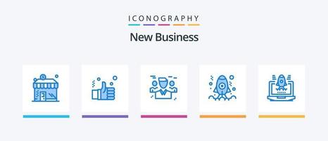 neues Business Blue 5 Icon Pack inklusive Launch. Kodierung. Lösung. App. Menschen. kreatives Symboldesign vektor