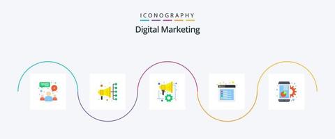 Digital Marketing Flat 5 Icon Pack inklusive Grafik. Diagramm. Digital. Netz. Internet vektor