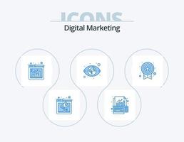 digital marknadsföring blå ikon packa 5 ikon design. tilldela. marknadsföring. tillväxt. öga. browser vektor