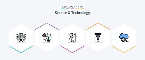 vetenskap och teknologi 25 fylld linje ikon packa Inklusive kemisk laboratorium. kemisk analys. intelligens. vetenskap labb. vetenskap vektor