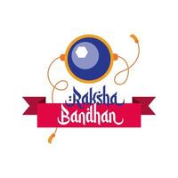 Happy Raksha Bandhan Armband mit Kugel und Band Rahmen flachen Stil vektor
