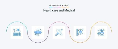 medicinsk blå 5 ikon packa Inklusive förbjuden. medicinsk Centrum. hjälpmedel. sjukhus skylt. band vektor