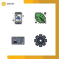 uppsättning av 4 modern ui ikoner symboler tecken för prognos Kontakt service sallad info redigerbar vektor design element