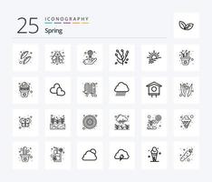 Spring 25 Line Icon Pack inklusive Licht. Frühlingsblume. Gartenarbeit. Blume. Anemone vektor