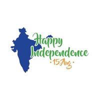 Indien självständighetsdagen firande med karta platt stil vektor