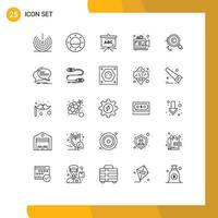 Line-Pack mit 25 universellen Symbolen des Eigentümers Copyright Bag Content Film editierbare Vektordesign-Elemente vektor