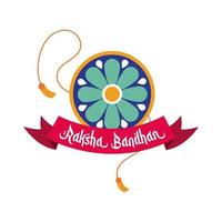 glad raksha bandhan blomma armband tillbehör och band ram platt stil vektor