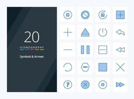 20 symboler pilar blå Färg ikon för presentation vektor