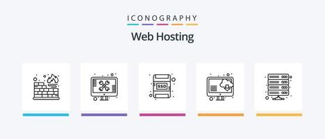 Webhosting Line 5 Icon Pack inklusive . Suche. Web-Hosting. Scan. Netz. kreatives Symboldesign vektor