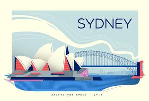 Sydney-Markstein-Postkarten-Vektor-flache Illustration vektor
