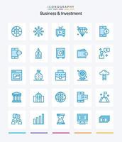 Creative Business and Investment 25 Blue Icon Pack wie Geld. Handy, Mobiltelefon. Fernseher. Benutzer. Diamant vektor