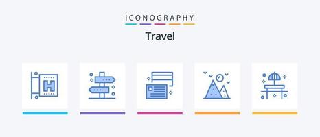 resa blå 5 ikon packa Inklusive strand. landskap. låna. kulle. pengar. kreativ ikoner design vektor