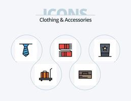 Kläder och Tillbehör linje fylld ikon packa 5 ikon design. torr. Kläder. mode. vård. skala vektor