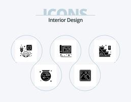 interiör design glyf ikon packa 5 ikon design. Hem trappa. trappa. plugg. riktning. design vektor