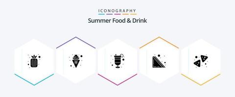 sommer essen und trinken 25 glyph icon pack inklusive essen. Brot. Cocktail. Sandwich. Sommer vektor