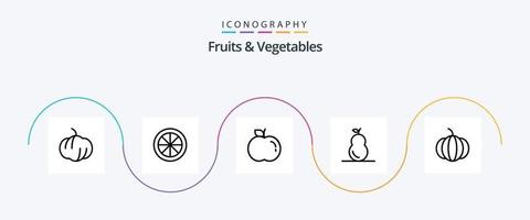 frukt och grönsaker linje 5 ikon packa Inklusive . mat. vegetabiliska vektor