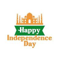 Indien självständighetsdagen firande med Taj Mahals moské platt stil vektor