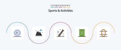 Sport und Aktivitäten Flat 5 Icon Pack inklusive Sport. Feld. Berge. Gesundheitswesen. Spiel vektor