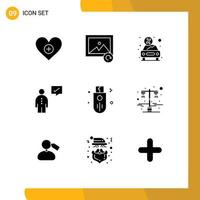 Stock Vector Icon Pack mit 9 Zeilen Zeichen und Symbolen für Geräte Human Discount Corporate Business editierbare Vektordesign-Elemente