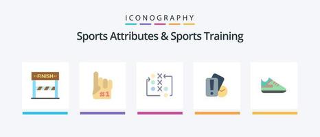 Sportattribute und Sporttraining Flat 5 Icon Pack inklusive Übung. halten. Spiel. Hand. taktisch. kreatives Symboldesign vektor