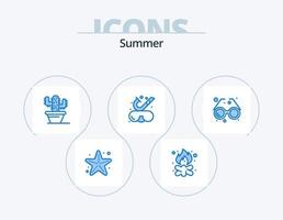 Sommer blau Icon Pack 5 Icon Design. Strand. unter Wasser. Feuer. Schnorcheln. Strand vektor