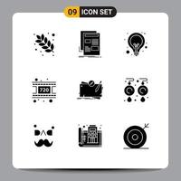 9 kreativ ikoner modern tecken och symboler av spel rulle papper film seo redigerbar vektor design element
