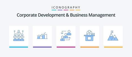 företags- utveckling och företag förvaltning blå 5 ikon packa Inklusive stege. befordran. tillväxt. karriär. öka. kreativ ikoner design vektor