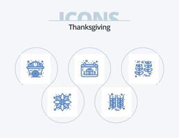 Thanksgiving Blue Icon Pack 5 Icon-Design. Ernte. das Erntedankfest. Herbst. Hand. Kalender vektor