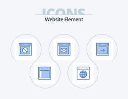 Website-Element blau Icon Pack 5 Icon-Design. Webseite. Botschaft. Webseite. Browser. Netz vektor