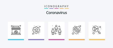 coronavirus linje 5 ikon packa Inklusive kräkas. influensa. skydd. coronavirus. fladdermus. kreativ ikoner design vektor