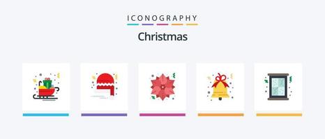 Christmas Flat 5 Icon Pack inklusive Fenster. Weihnachten. Weihnachten. Weihnachten. Glocke. kreatives Symboldesign vektor