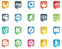 20 social media Tal bubbla stil logotyp tycka om bloggare slideshare deviantart browser kickstarter vektor