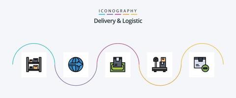 leverans och logistisk linje fylld platt 5 ikon packa Inklusive vikt. låda. logistik. betalning. leverans vektor