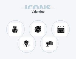 valentine glyf ikon packa 5 ikon design. kärlek. kärlek. kort. dag. valentine vektor