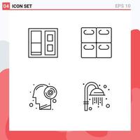 Stock Vector Icon Pack mit 4 Zeilenzeichen und Symbolen für den Aufbau von Produktivitätsrollen Disc-Sauna editierbare Vektordesign-Elemente