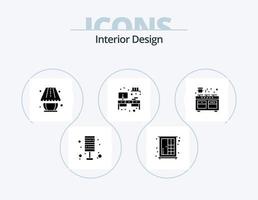 Innenarchitektur-Glyphen-Icon-Pack 5 Icon-Design. Kocher. Schrank. Kleiderschrank. Kabinett. Beleuchtung vektor