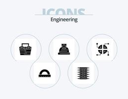 Engineering-Glyphen-Icon-Pack 5-Icon-Design. Helm. die Architektur. Rechner. Werkzeugkasten. Konstruktion vektor